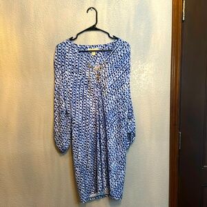 Like New MICHAEL KORS Stylish Blue and White Patterned Dress